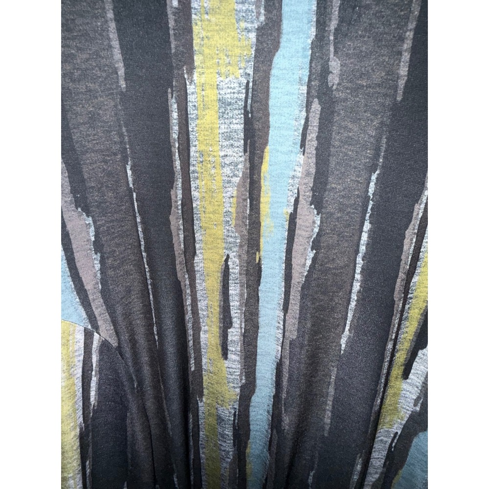 Kozan Abstract Stripe Tulip Hem Midi Dress Black Blue Chartreuse XS Lagenlook - Picture 6 of 7